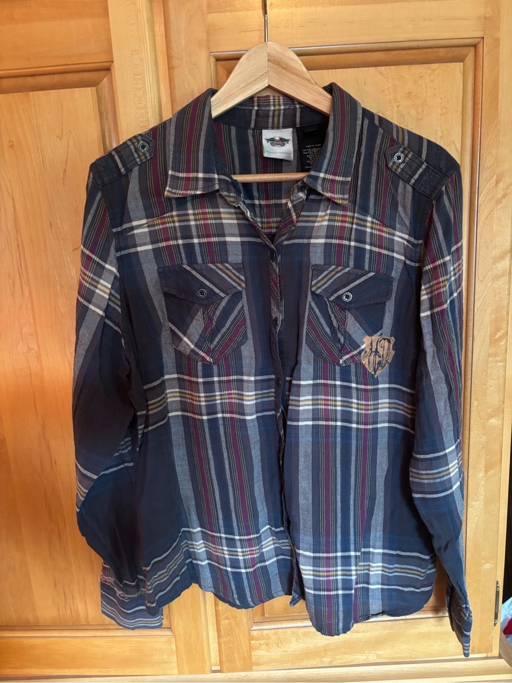 Harley-Davidson Women’s Navy Plaid Button-Down Shirt